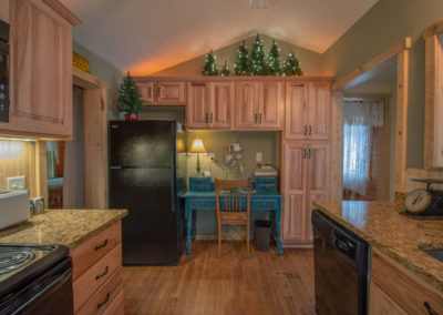 Redemption Cabin is a vacation rental in Estes Park Co. Here is an image of its kitchen.