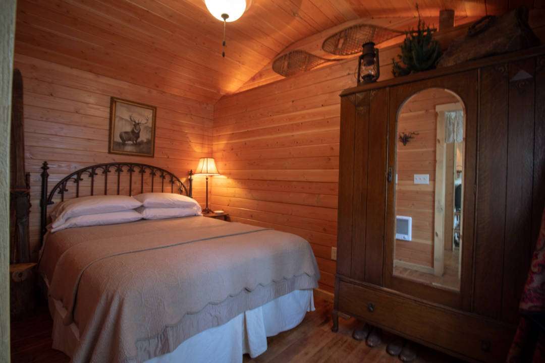 Redemption Cabin is an extraordinary vacation rental cabin near RMNP in Estes Park CO USA. This is an image of its front bedroom.