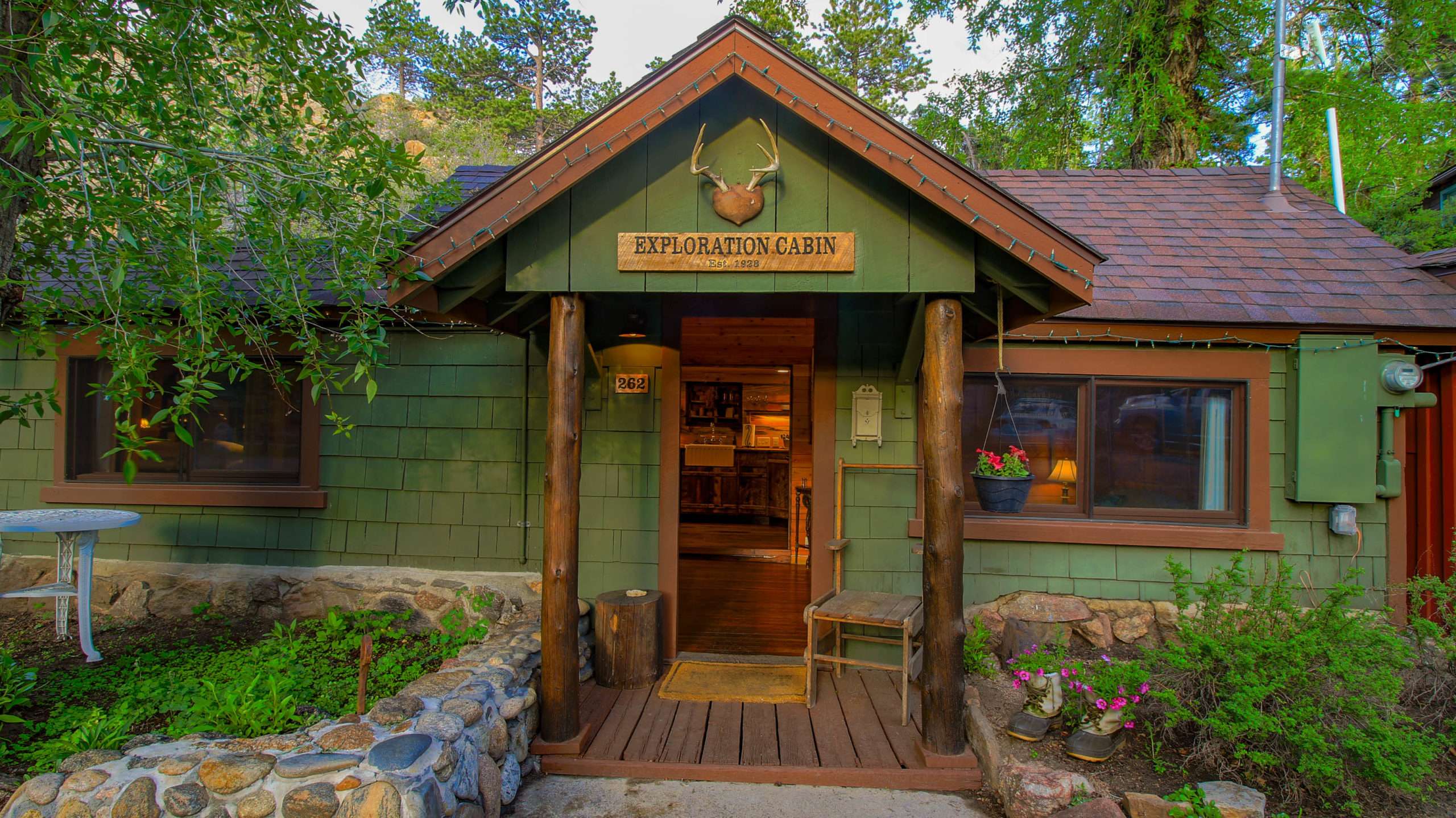 This is an image of Storybook Exploration Cabin is an Extraordinary Mountain Town Vacation Home in Estes Park CO near Rocky Mountain National Park.